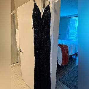 Black mermaid sequin formal gown